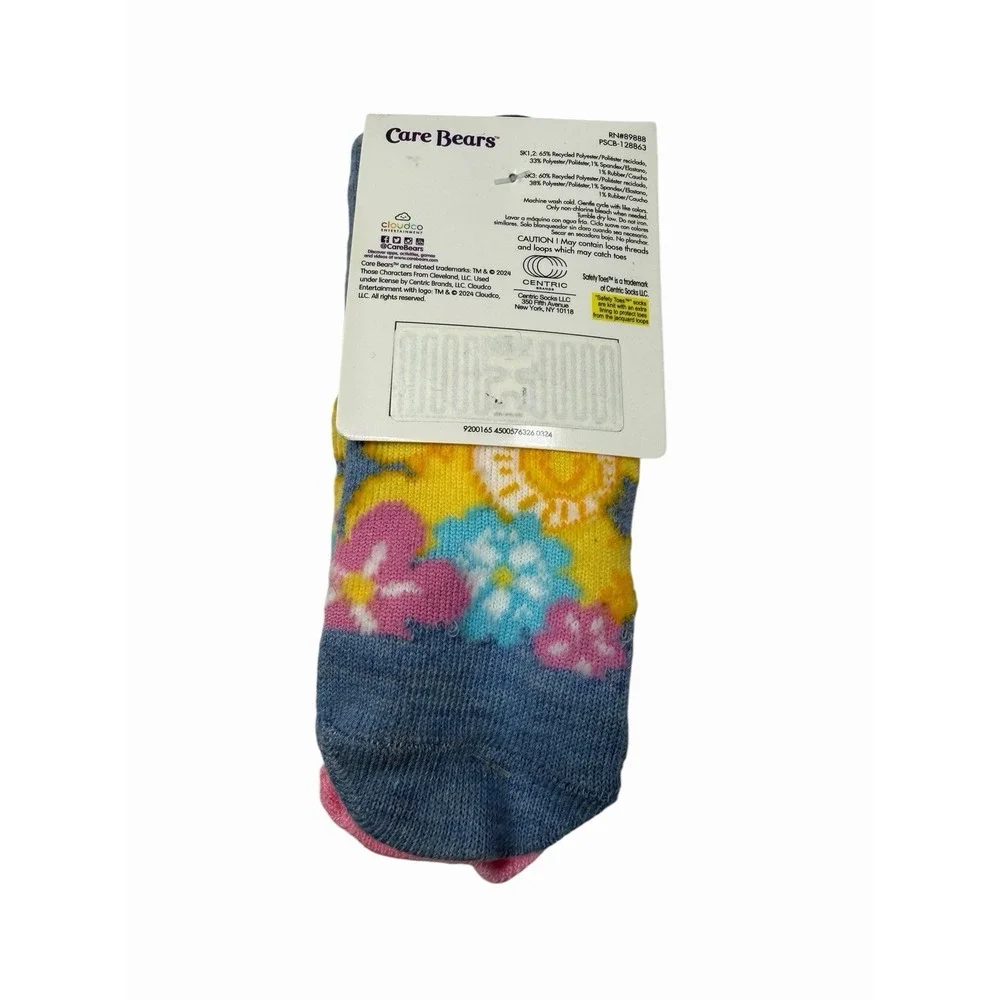 care bears toddler quarter socks size 12-24 months 3 pairs